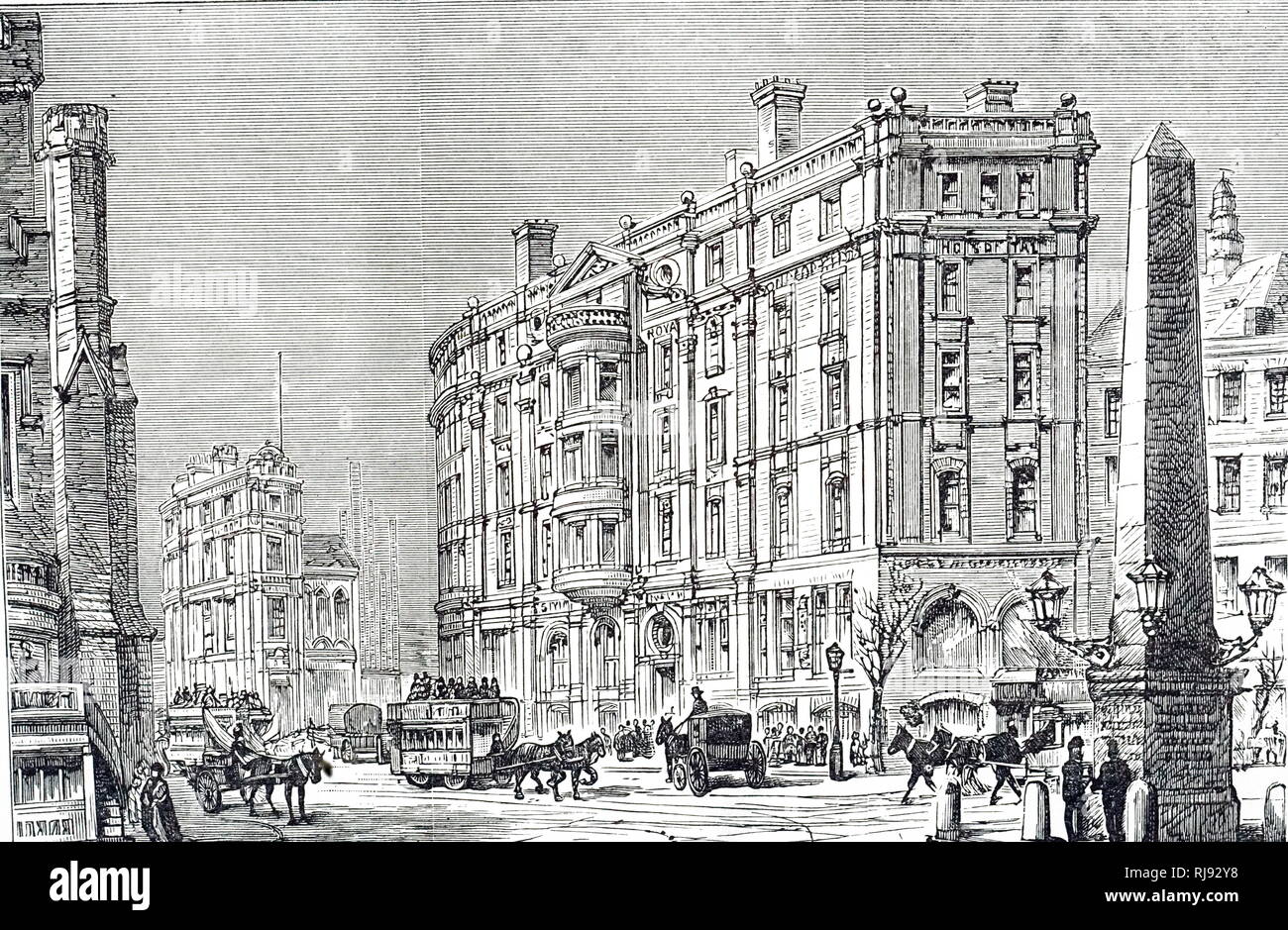 Una incisione raffigurante la parte esterna del sud di Londra ospedale oftalmico (Royal Eye Hospital) fondata nel 1857. Datata del XIX secolo Foto Stock