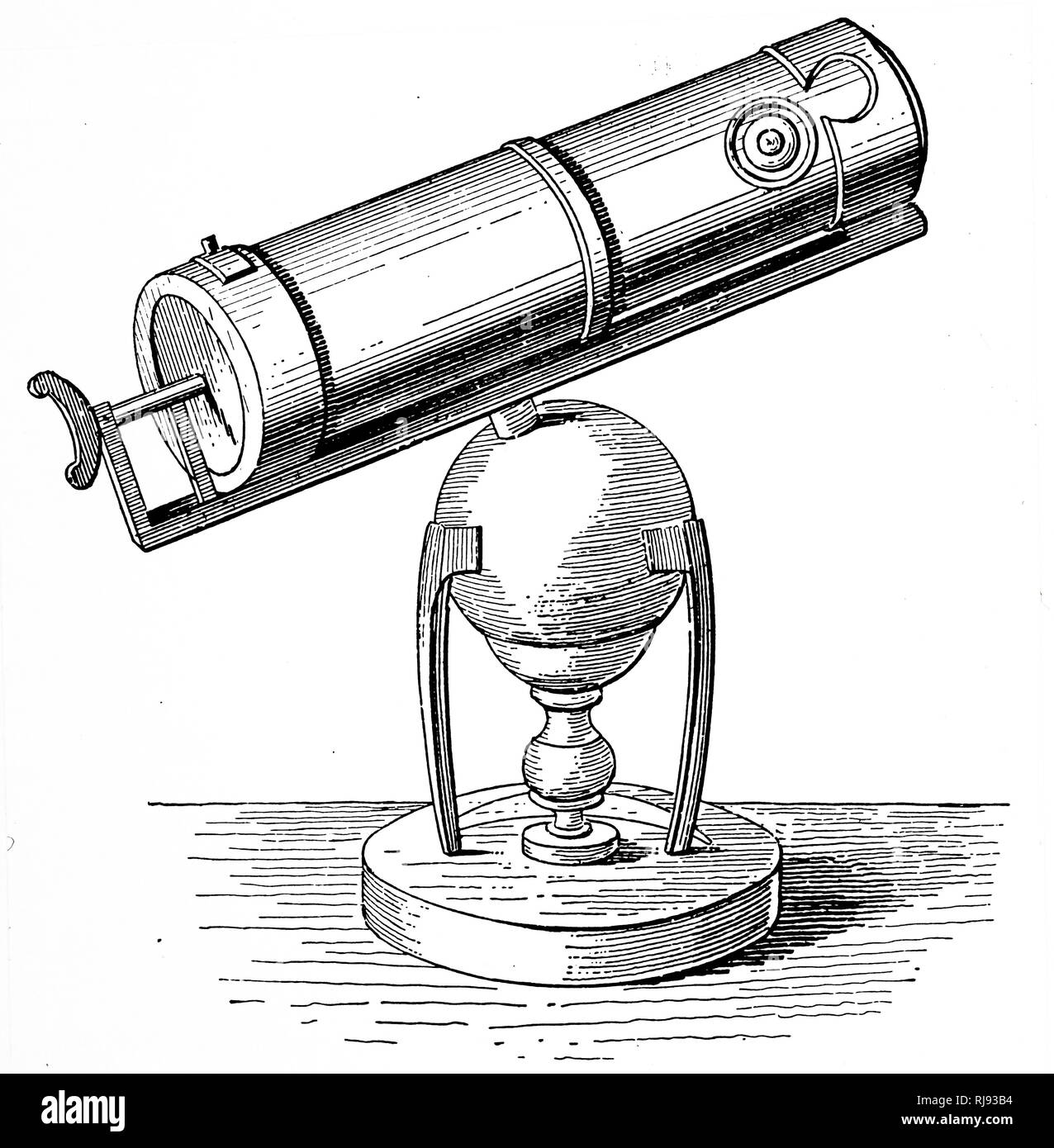 Una incisione raffigurante Isaac Newton il telescopio riflettore. Isaac  Newton Suor (1643-1727) un inglese un matematico, astronomo, teologo,  autore e fisico. In data xx secolo Foto stock - Alamy