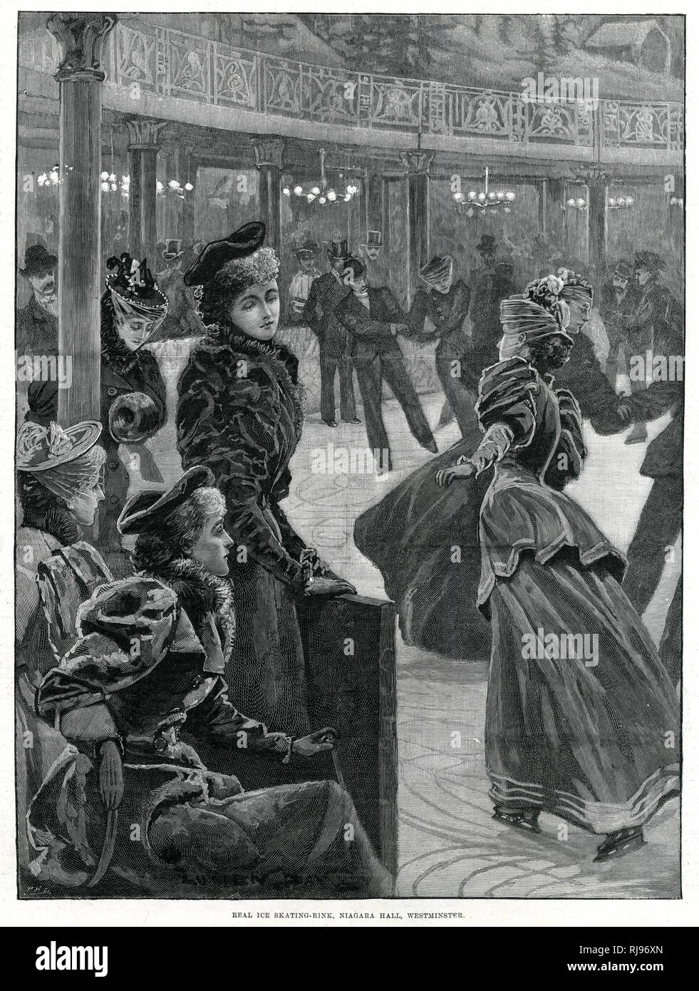 Pista di pattinaggio su ghiaccio reale, Niagara Hall, Westminster 1895 Foto Stock