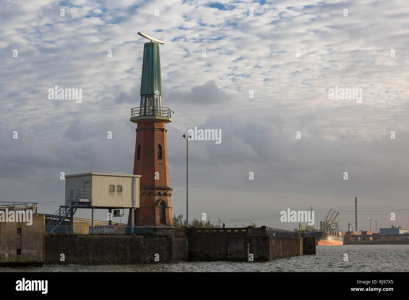 Il radar e faro sul fiume Elba a Amburgo Foto Stock
