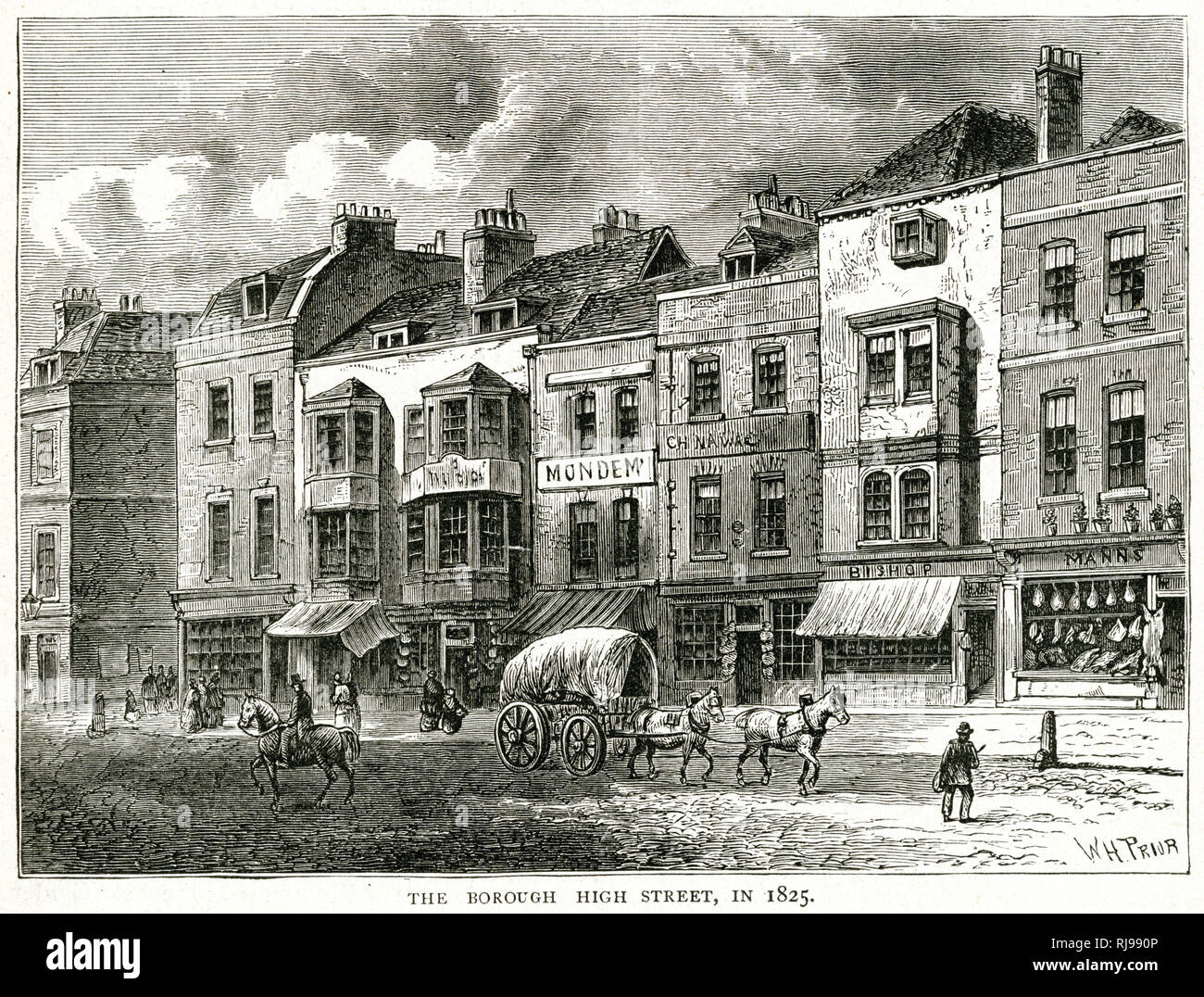 Borough High Street 1825 Foto Stock