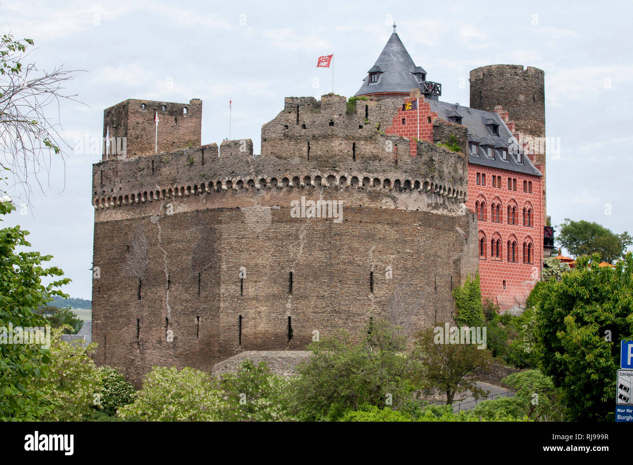 Die Schönburg bei Oberwesel, Oberwesel, Unesco Weltkulturerbe Oberes Mittelrheintal Renania-Palatinato, Deutschland, Foto Stock