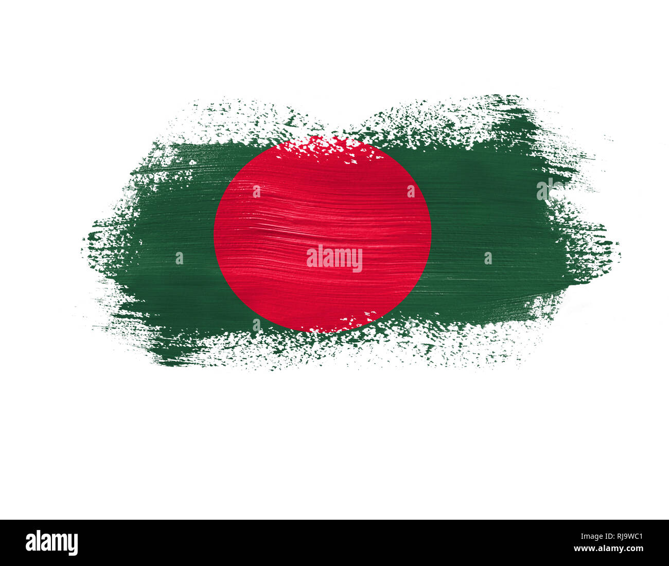 Dipinta a pennello bandiera del Bangladesh isolati su sfondo bianco. Foto Stock