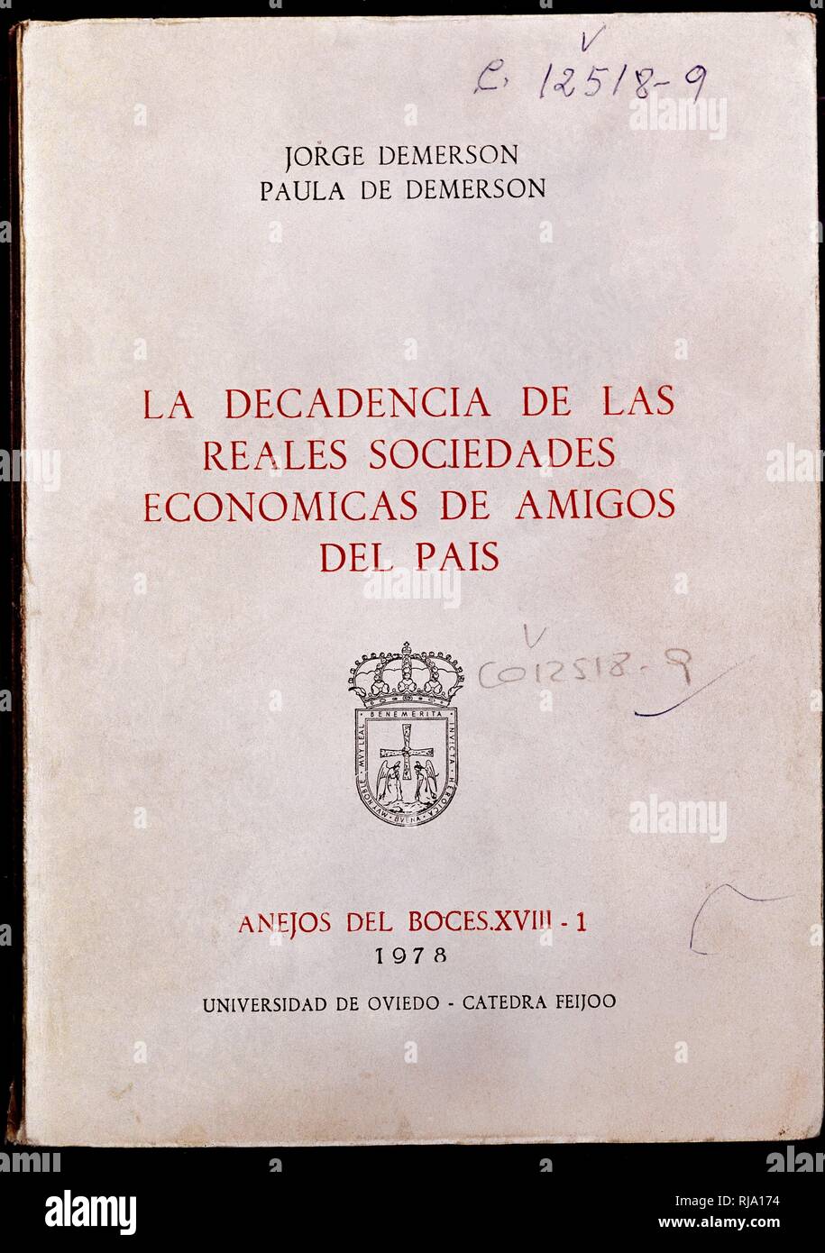 LA DECADENCIA DE LAS SOCIEDADES ECONÓMICAS PAIS-OVIEDO. Autore: DEMERSON. Posizione: Biblioteca Nacional-COLECCION. MADRID. Spagna. Foto Stock