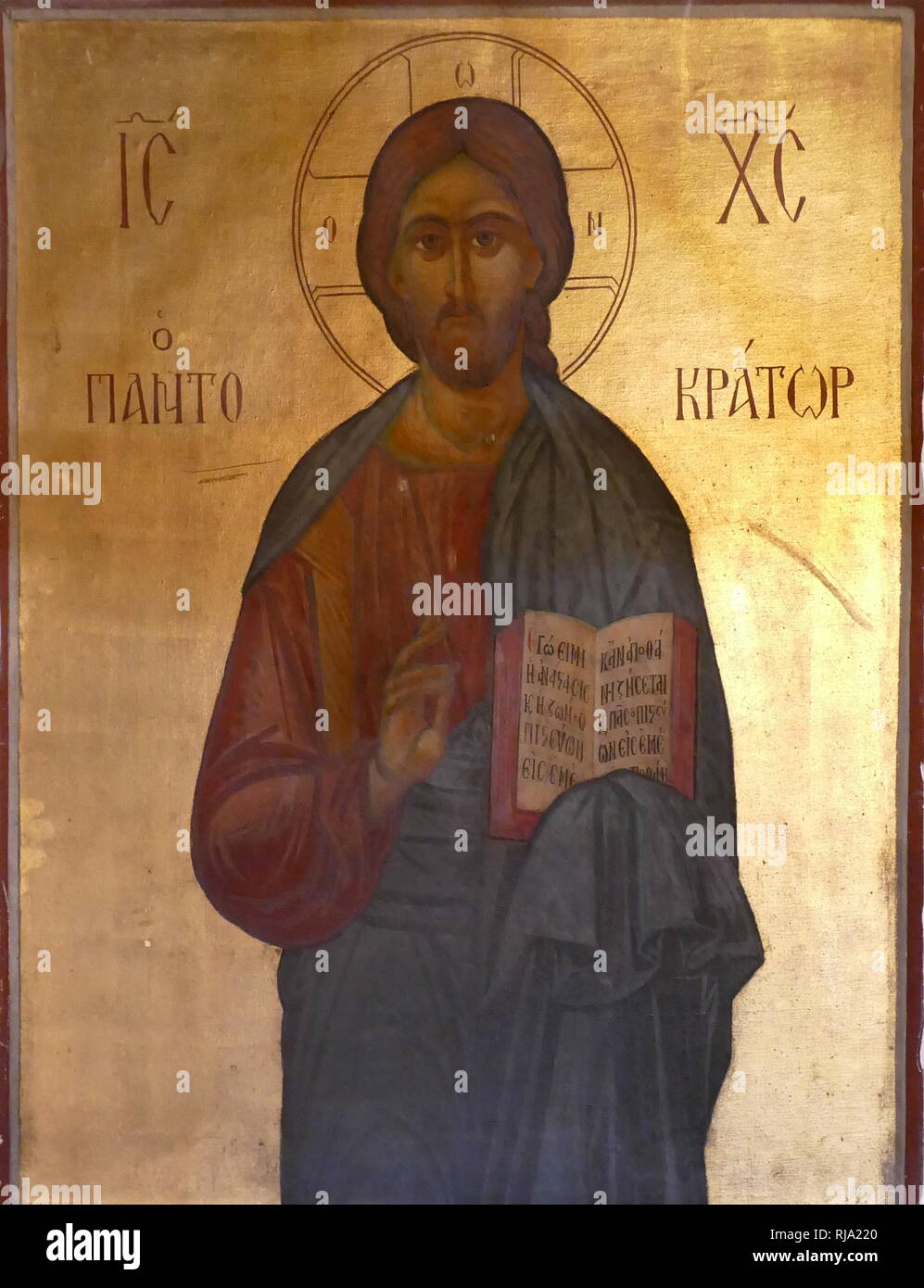 Icona nel XIX secolo, greci ortodossi, Cappella di San Giorgio sul Monte Lycabettus (Lycabettos), in Atene, Grecia Foto Stock