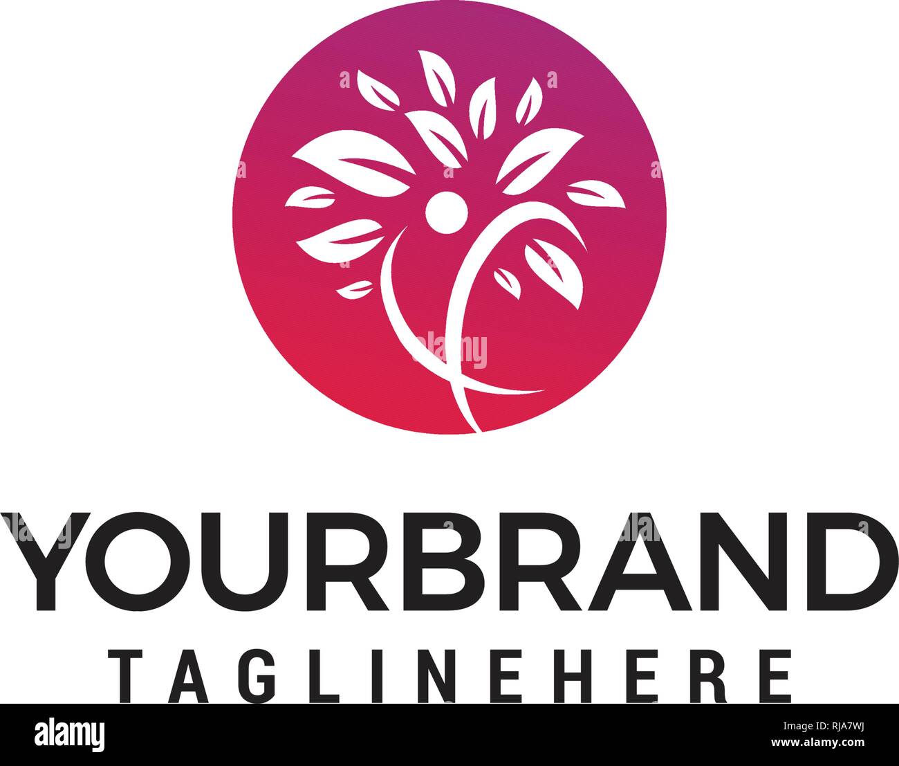 Isolato l'uomo astratto figura con foglie di piante di nutrizione Fitness del modello di progettazione Illustrazione Vettoriale