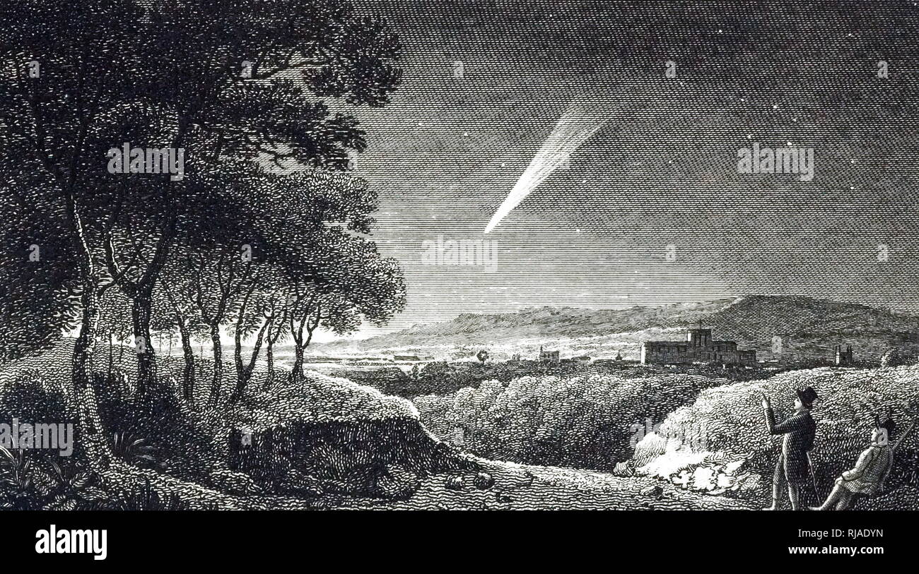 Una incisione raffigurante la grande cometa del 1811. Datata del XIX secolo Foto Stock
