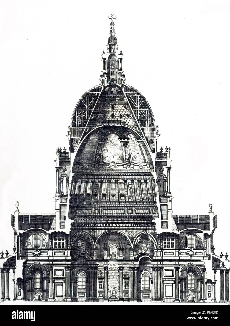 Una incisione raffigurante una vista della Cattedrale di St Paul. Datata del XIX secolo Foto Stock