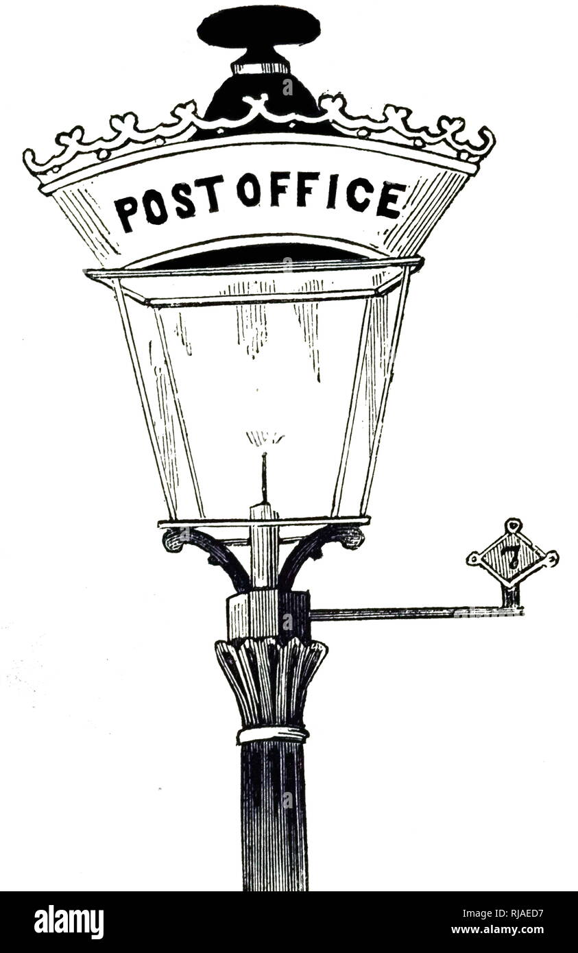 Xix secolo il disegno di un gas via lampada; Londra; 1851 Foto Stock