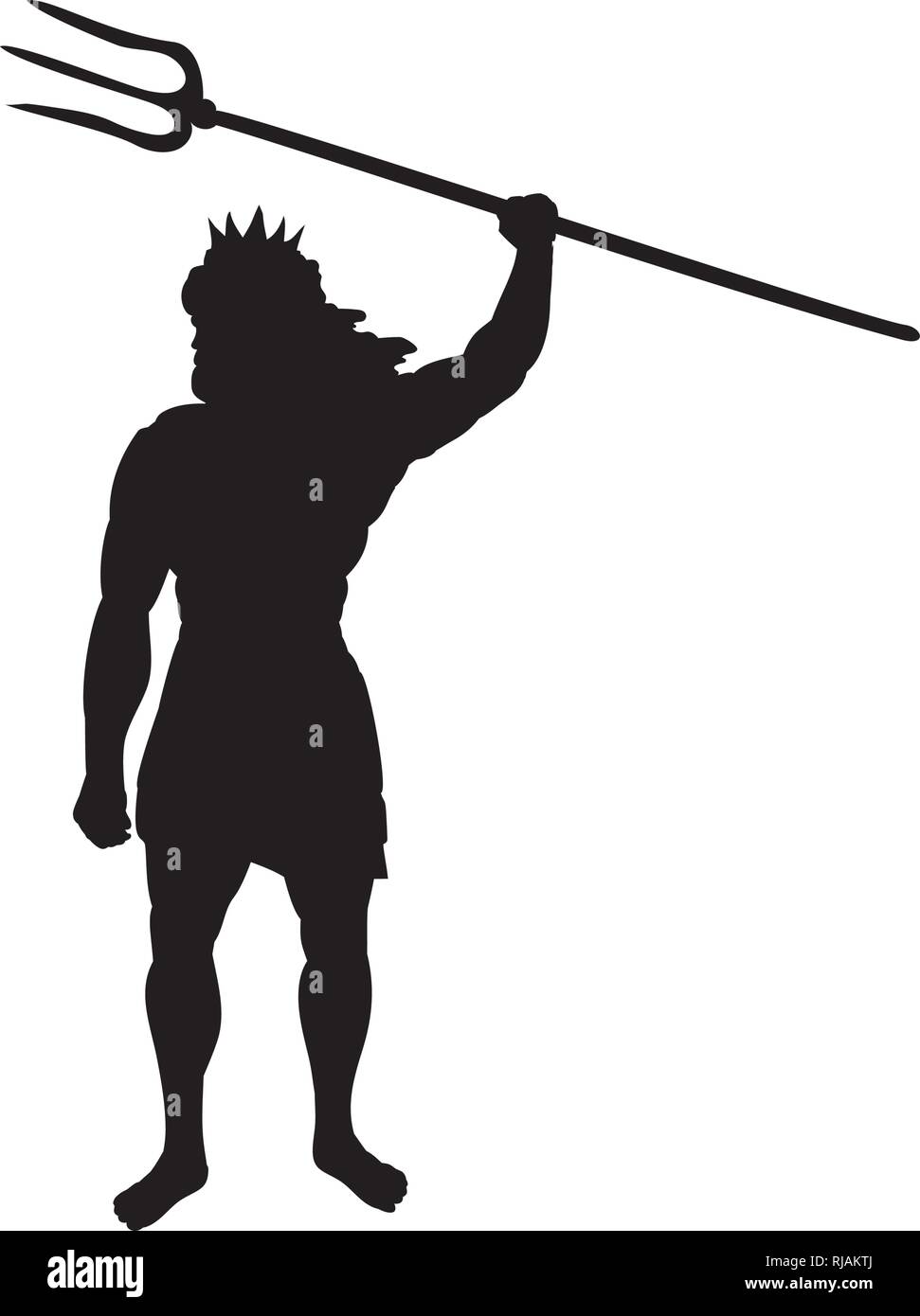 Poseidon Neptunus dio silhouette antica mitologia fantasy Illustrazione Vettoriale