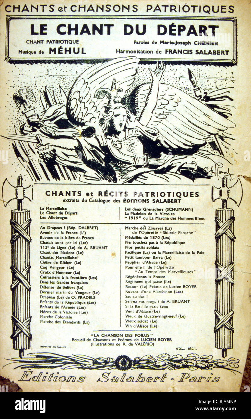 Libro dei Canti di francese coperchio per canzoni patriottiche circa 1939 Foto Stock