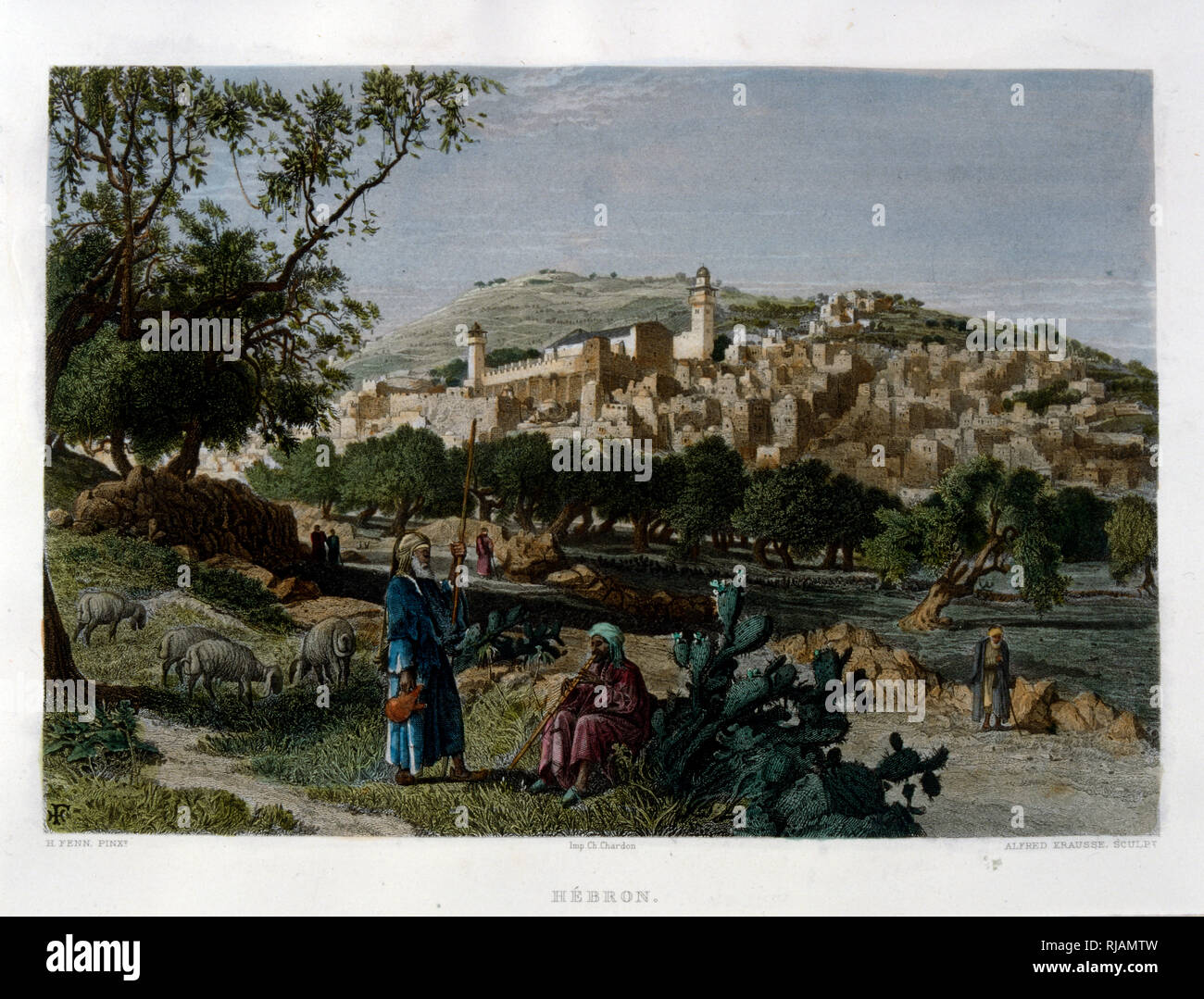 Hebron, inciso da Alfred Krausse dopo una foto da Harry Fenn, pubblicato nella pittoresca Palestina, circa 1875 Foto Stock