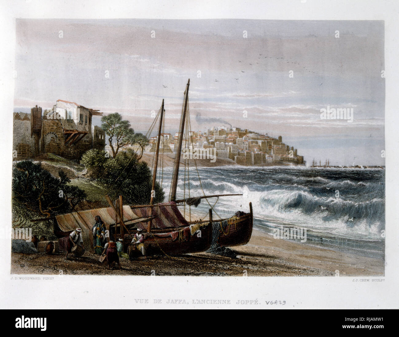 Le illustrazioni incise della città portuale di Jaffa, pubblicato nella pittoresca Palestina, circa 1875 Foto Stock