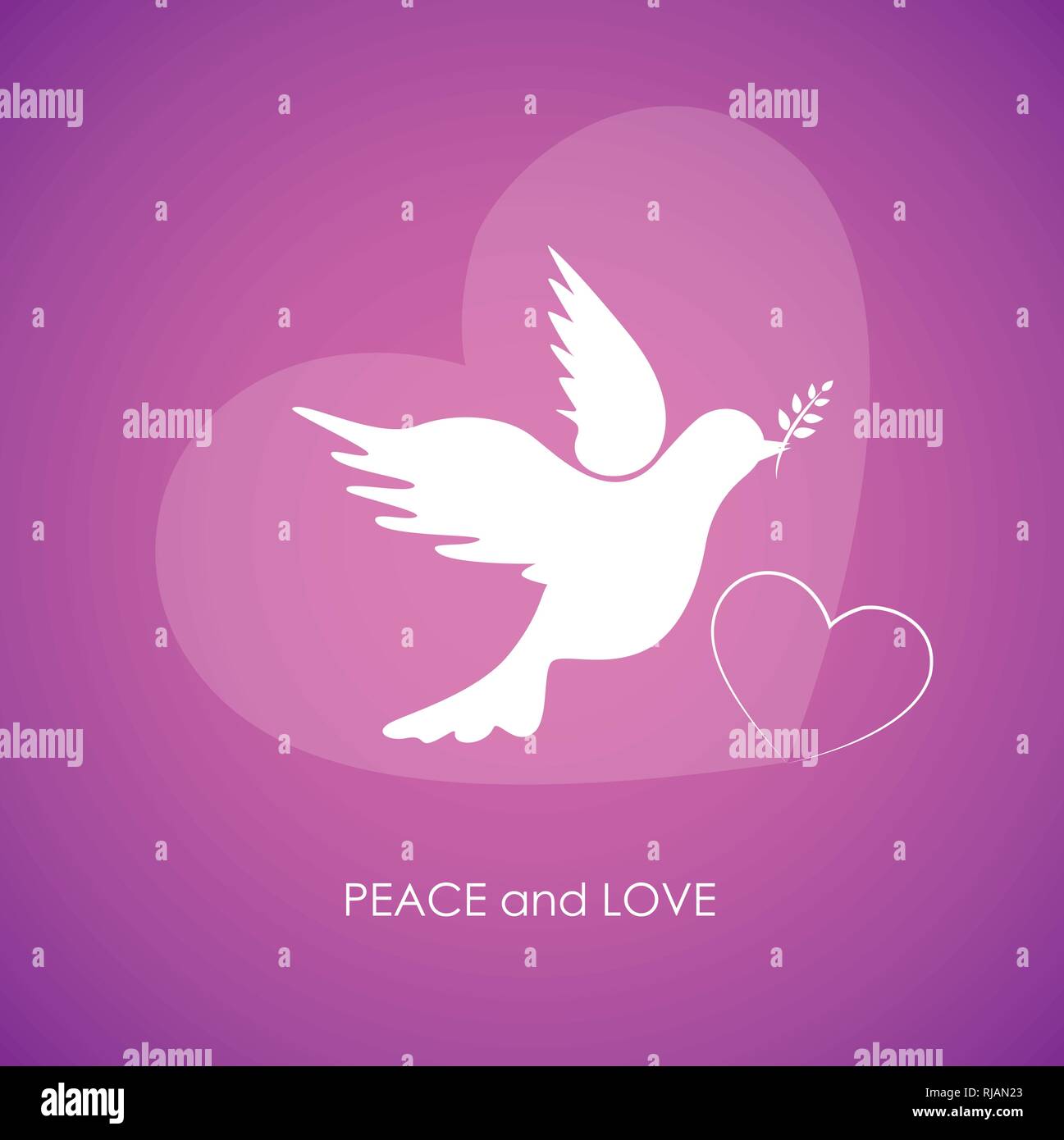 Pace e Amore colomba bianca su sfondo rosa illustrazione vettoriale EPS10 Illustrazione Vettoriale