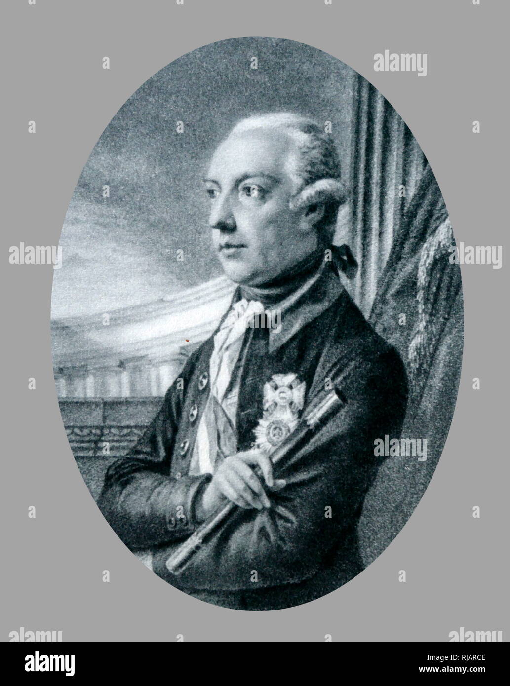 Ritratto di Fuger di Giuseppe II ( 1741 - 1790), imperatore austriaco, Imperatore del Sacro Romano Impero dal 1765 al 1790 e dominatore delle terre di Habsburg dal 1780 al 1790 Foto Stock