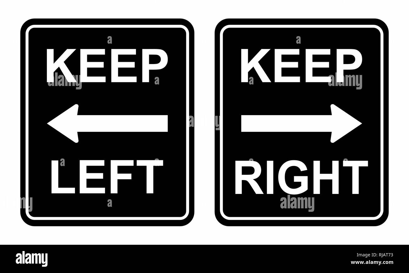 Illustrazione della segnaletica del traffico per mantenere la sinistra e destra Illustrazione Vettoriale