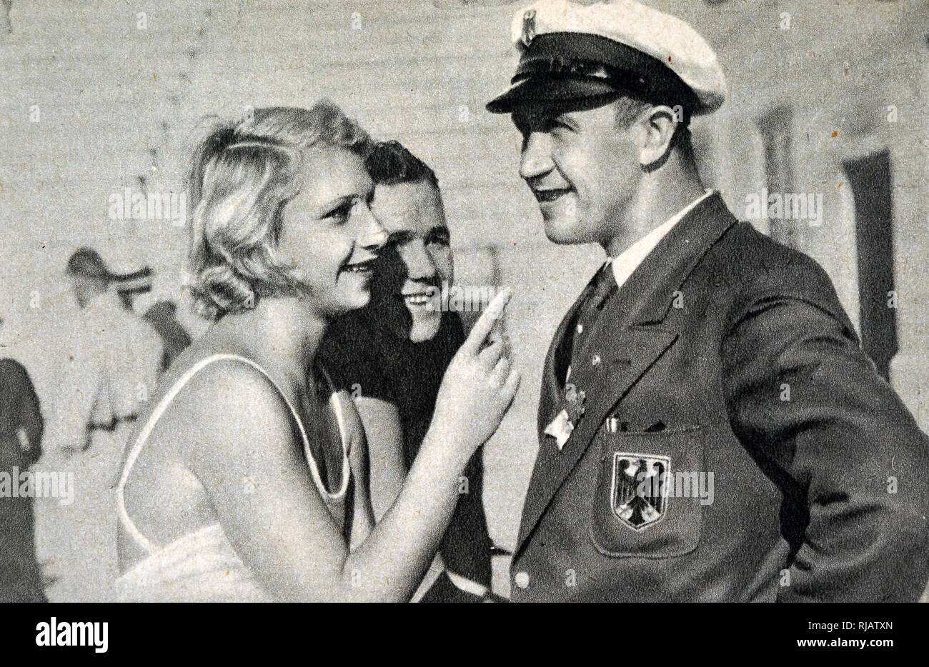 Fotografia di Dorothy Poynton-Hill (1915 - 1995) con la Germania Joachim ("Aki') Rademacher (1906 - 1970) a 1932 giochi olimpici. Foto Stock