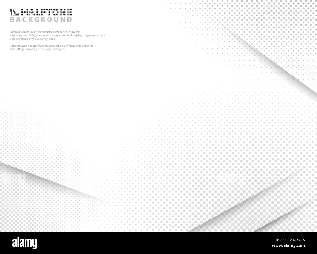 Abstract halftone moderno di gradiente bianco e lo sfondo grigio. Decorare con il taglio di ombra sulla carta trasparente. È possibile utilizzare per creare poster, layout opuscolo Illustrazione Vettoriale