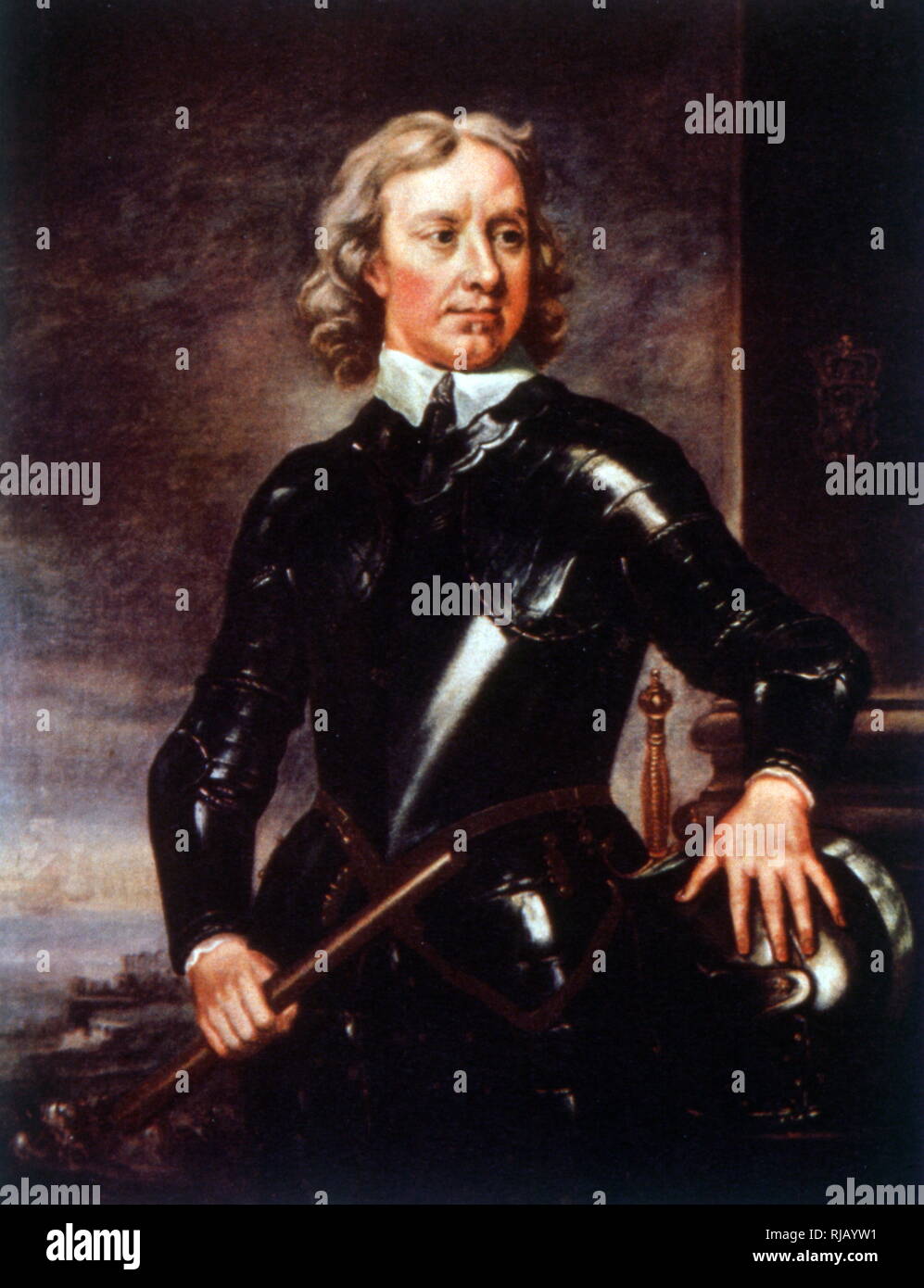 Oliver Cromwell (1599 -1658), militare inglese e leader politico. Ha servito come signore protettore del Commonwealth di Inghilterra, Scozia e Irlanda dal 1653 fino alla sua morte, agendo simultaneamente come capo dello stato e capo del governo della nuova repubblica. Foto Stock