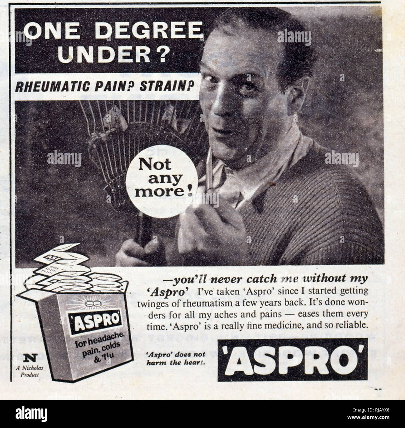 Anni sessanta annuncio per aspro, medicine per la tosse e mal di testa. Foto Stock