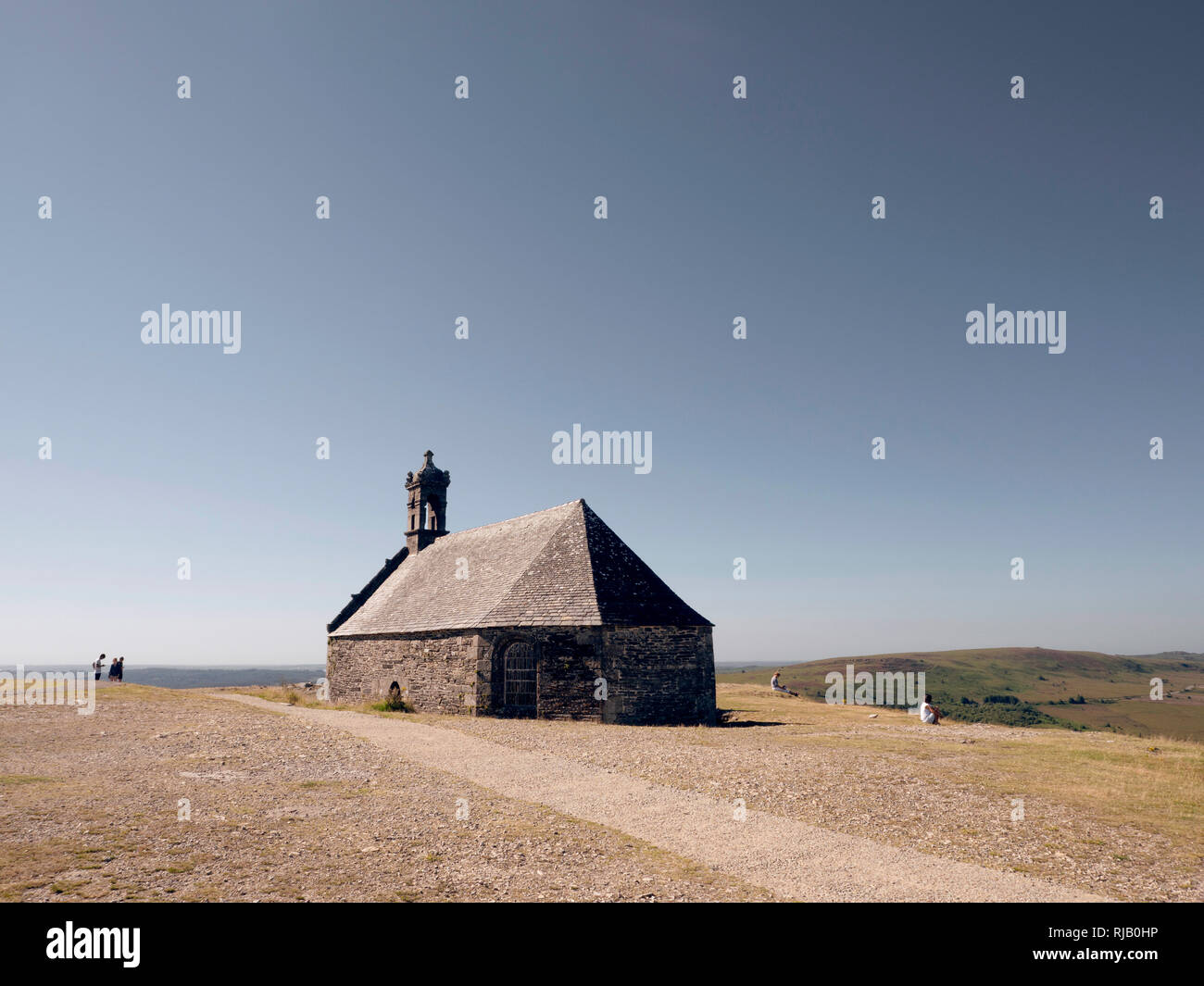 Michaelskapelle auf dem Gipfel des Montagne St-Michel in der Bretagne Foto Stock