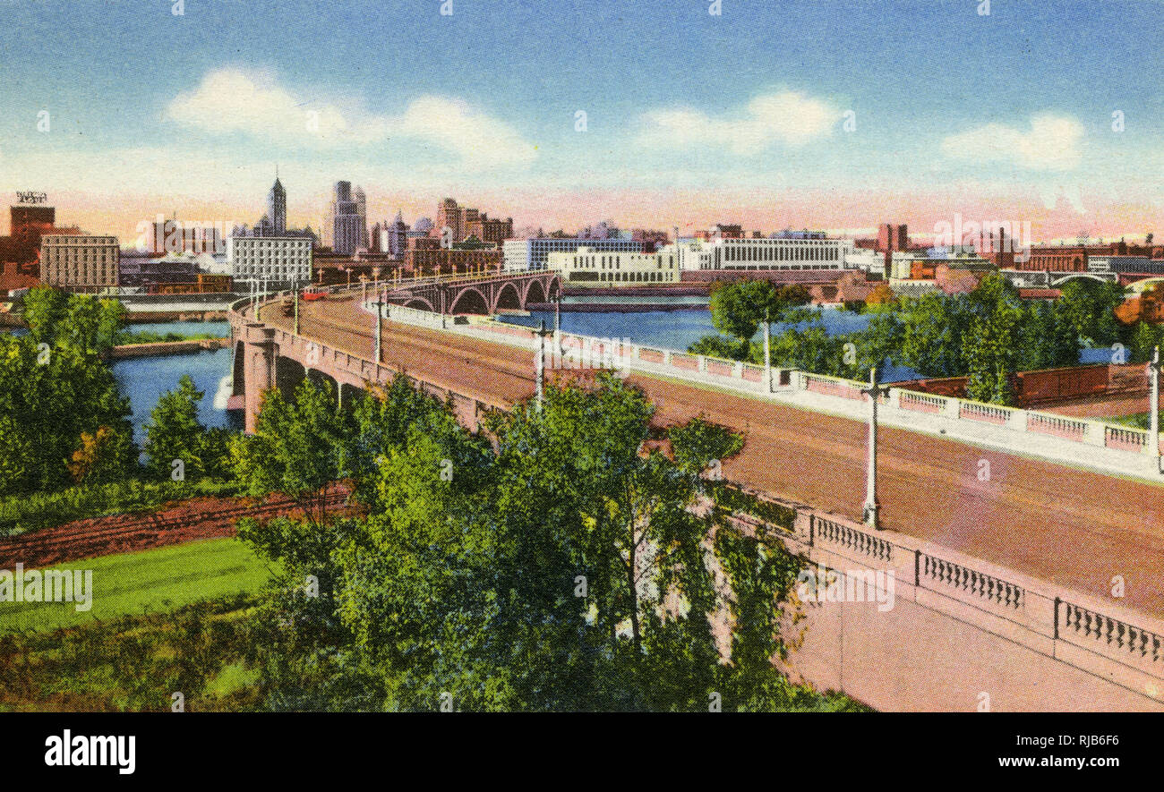 Minneapolis, Minnesota, USA - Third Avenue Bridge Foto Stock