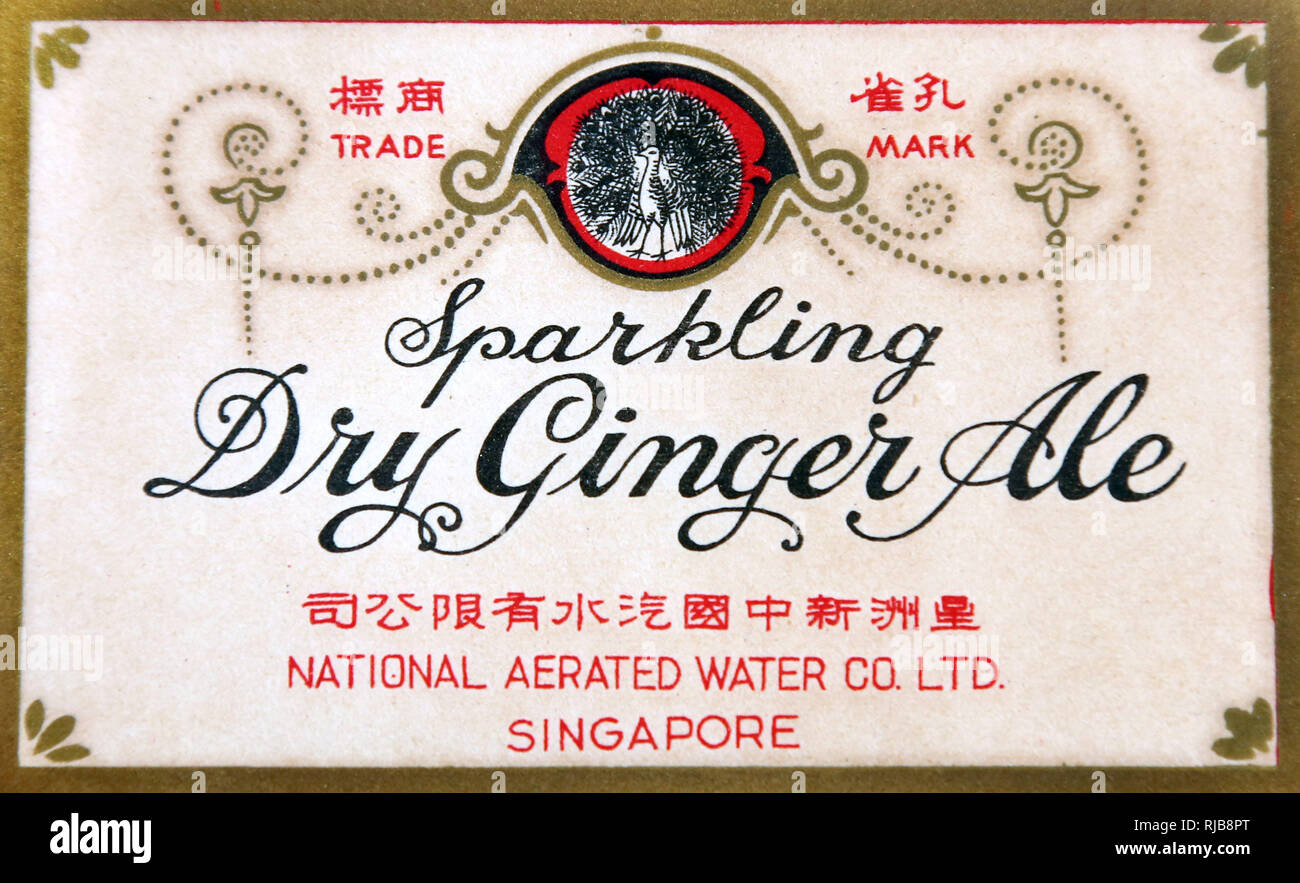 Etichetta cinese Ginger Ale drink di Singapore Foto Stock