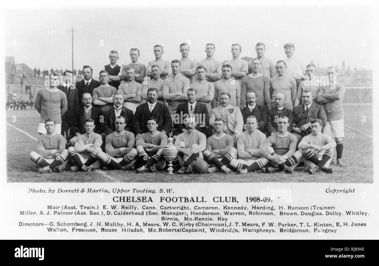 Squadra del Chelsea Football Club 1908-1909 Foto Stock