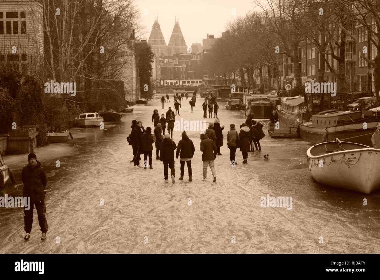 Pattinaggio sul ghiaccio in Amsterdam Foto Stock