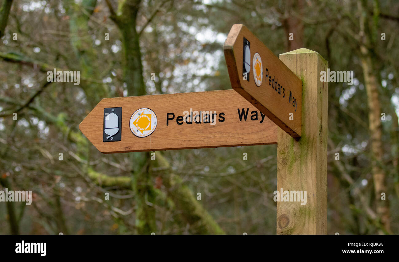 Peddars modo segno di percorso in Knettishall Heath Foto Stock