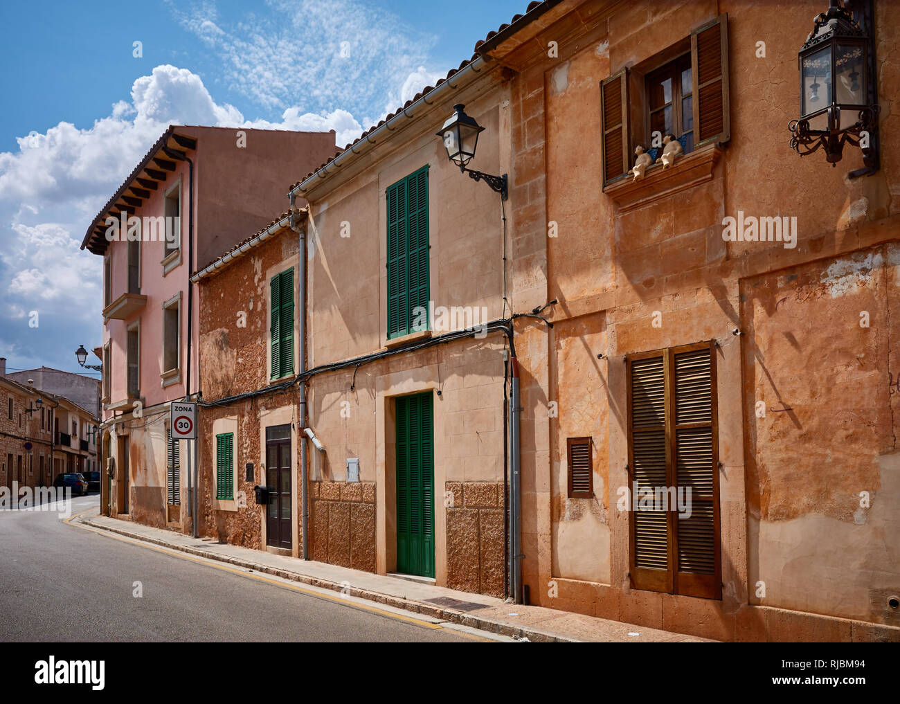 Città di Santanyi vecchia architettura, Mallorca, Spagna. Foto Stock