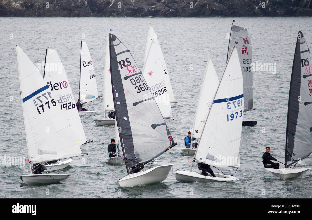 Inizio della vela Dinghy gara a North Berwick Foto Stock