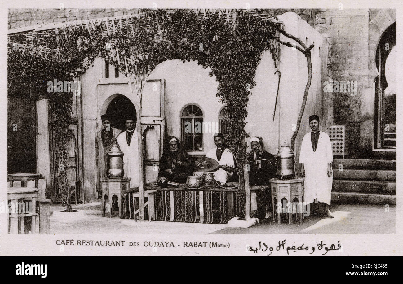 Cafe Restaurant des Oudaya a Rabat, Marocco Foto Stock