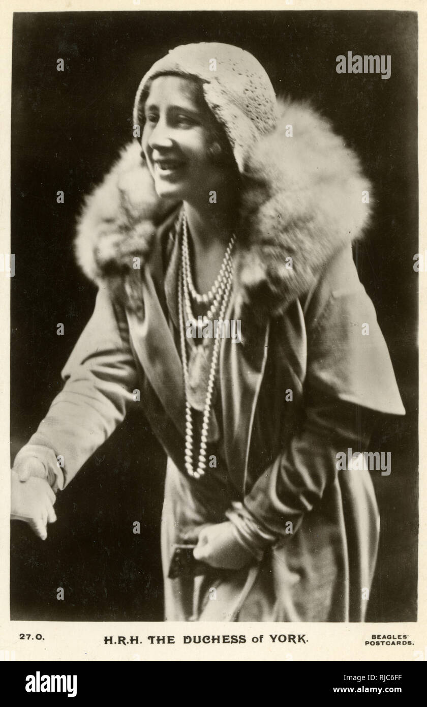 La Duchessa di York (in seguito Elisabetta, la Regina Madre) Foto Stock