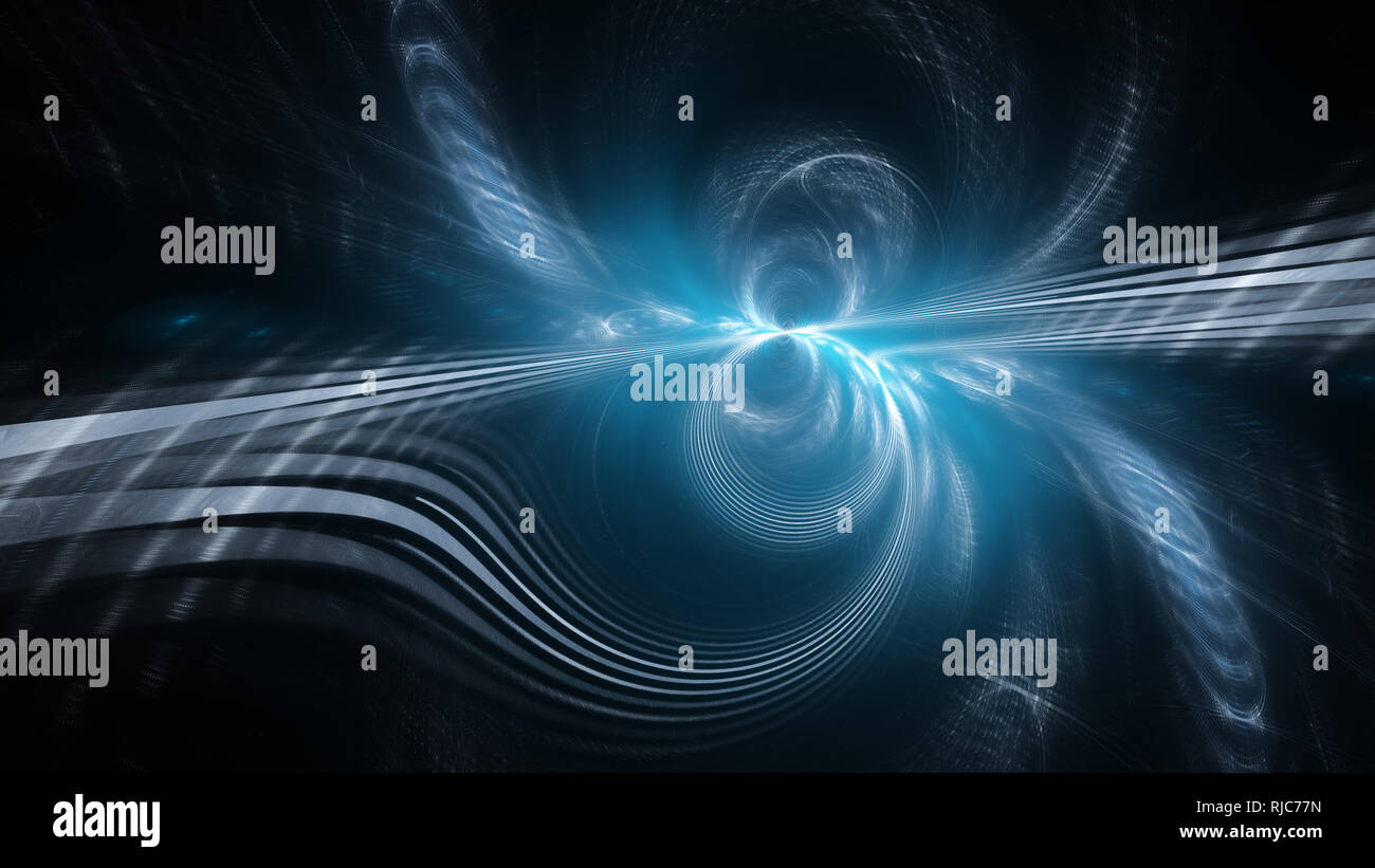 Blu brillante corsa futuristico concetto di percorso, generato dal computer sfondo astratto, rendering 3D Foto Stock