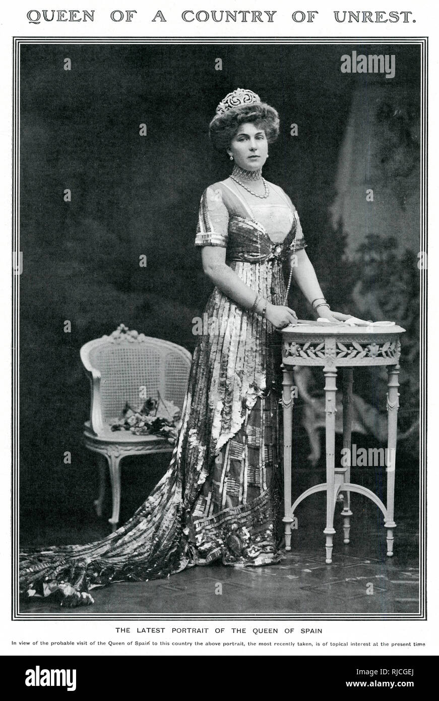 Victoria Eugenie di Battenberg, Regina di Spagna 1909 Foto Stock