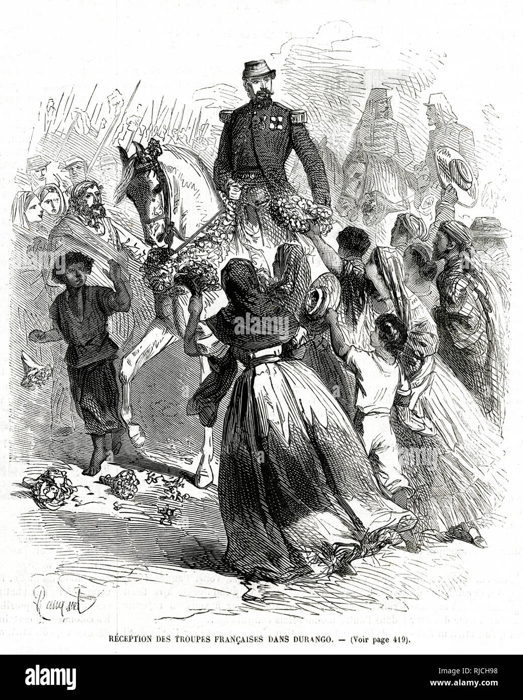 Accoglienza delle truppe francesi a Durango Foto Stock