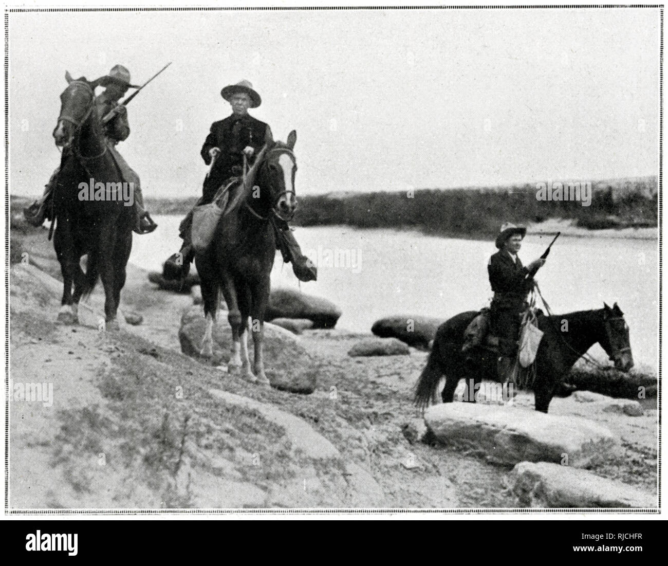 Scout americani lungo il Rio Grande. Foto Stock