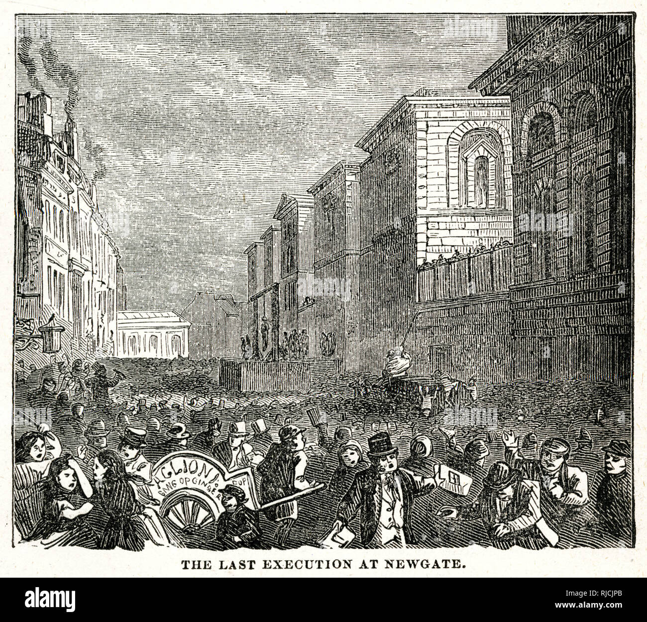 Ultimo pubblico appeso a Newgate, di Michael Barrett, in pubblico fuori Newgate prigione il 26 maggio 1868. Foto Stock