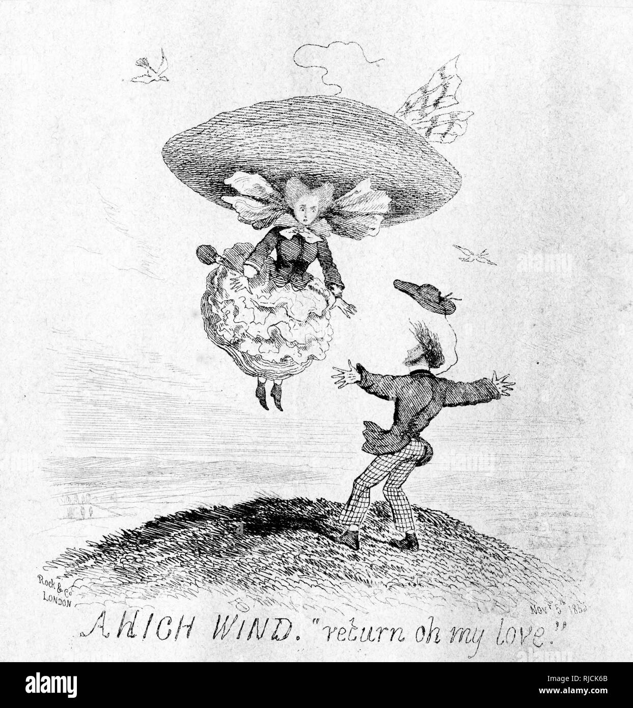 Cartone animato, Un vento alto Foto Stock