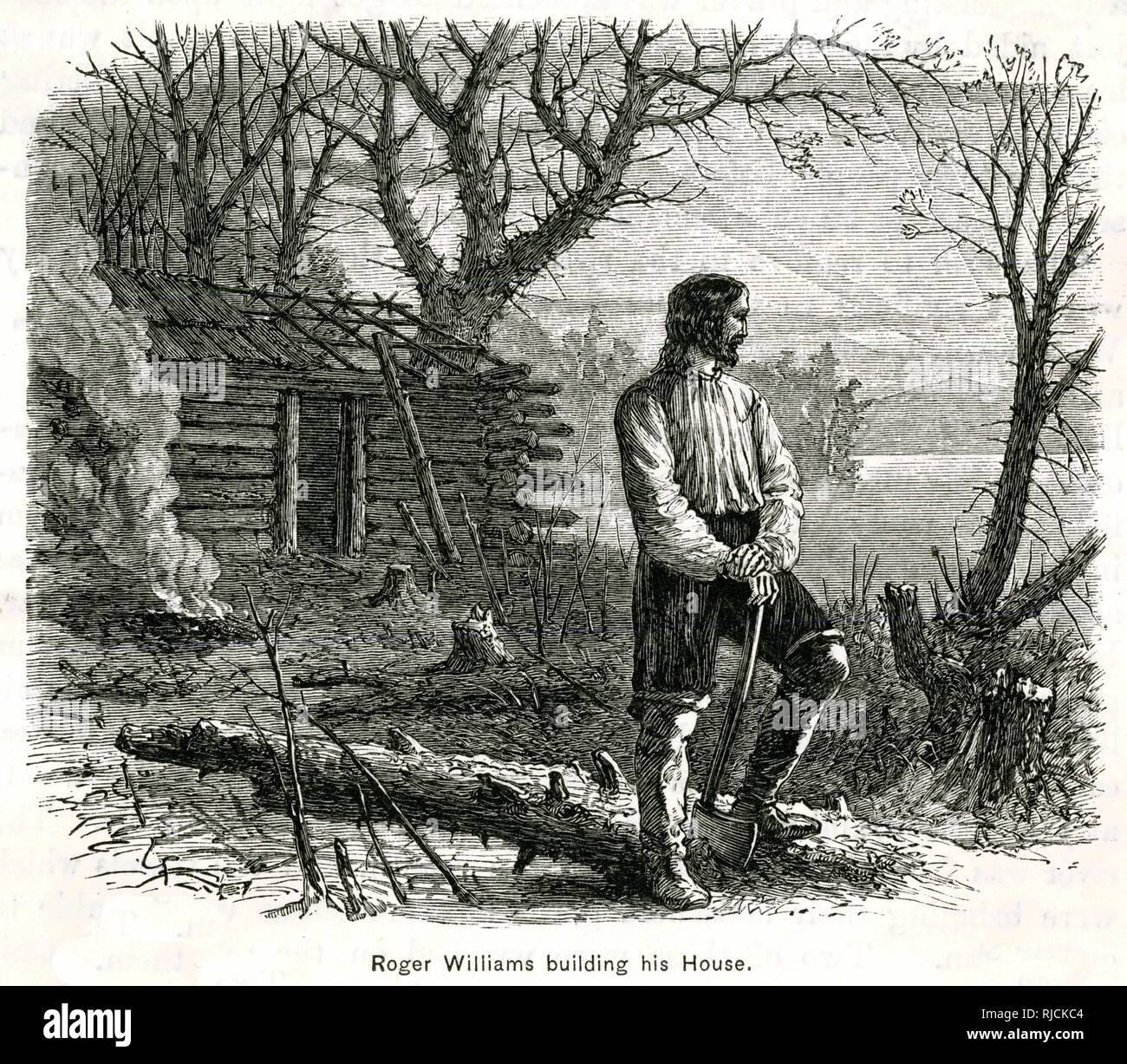 Roger Williams costruendo la propria casa Foto Stock