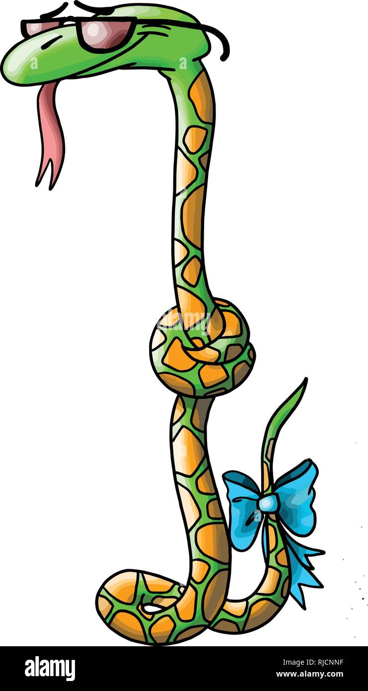 Divertente guardare cartoon snake indossando occhiali illustrazione vettoriale Illustrazione Vettoriale