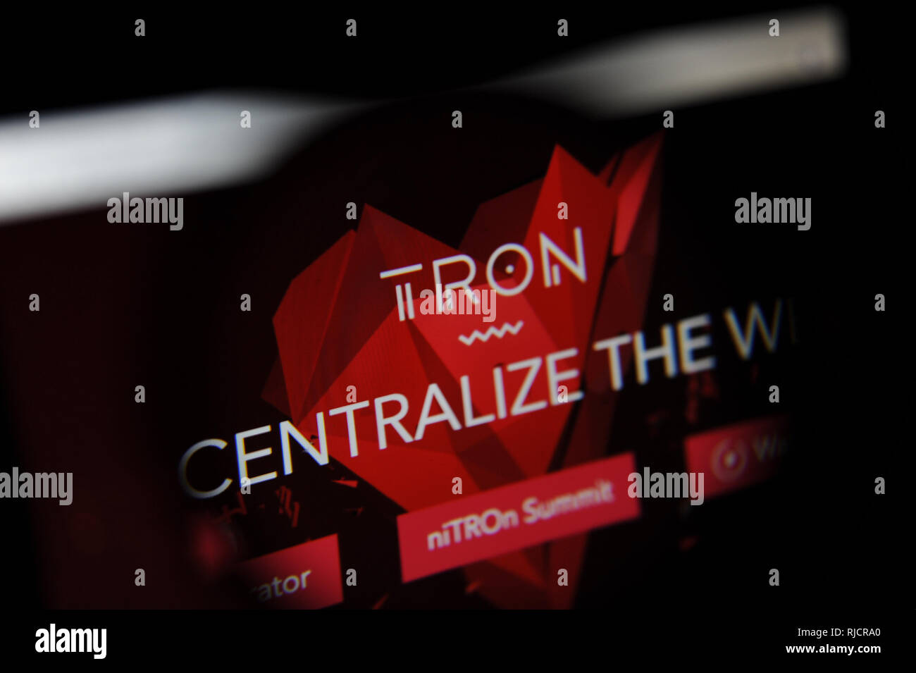 Tron cryptocurreny sito visto sullo schermo di un computer Foto Stock