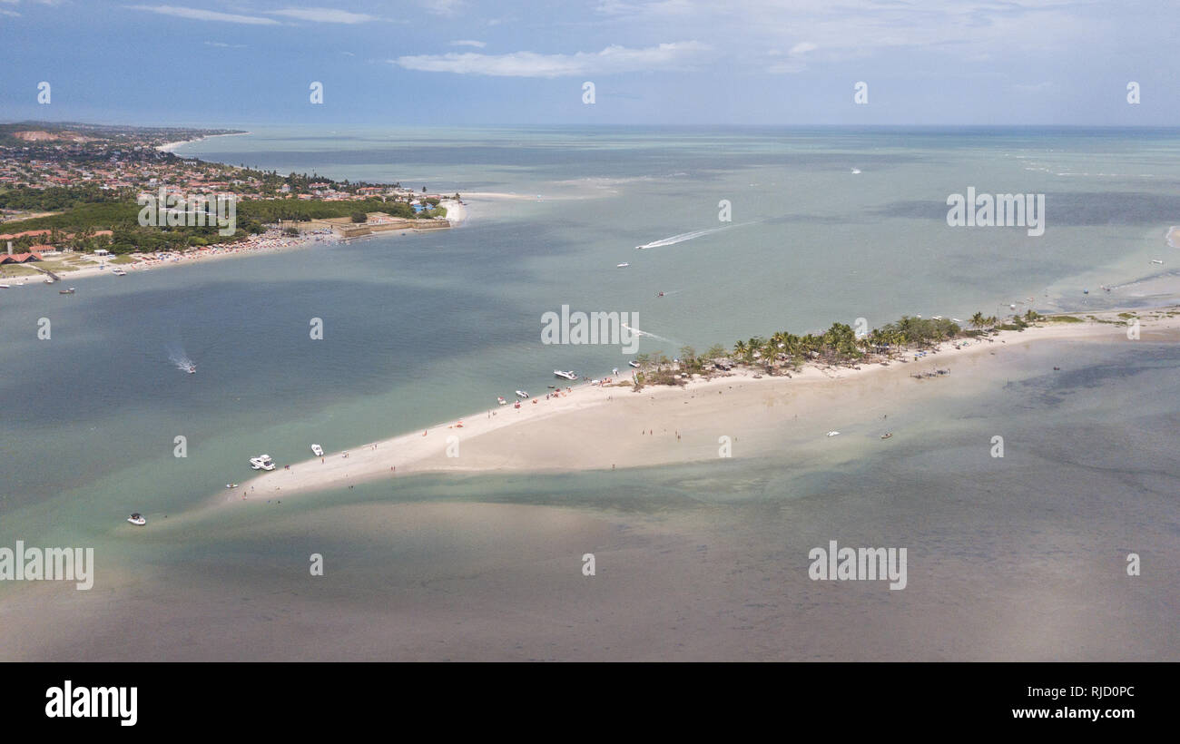 Vista aerea del 'Coroa do Avião' Isola - stato di Pernambuco - Brasile Foto Stock