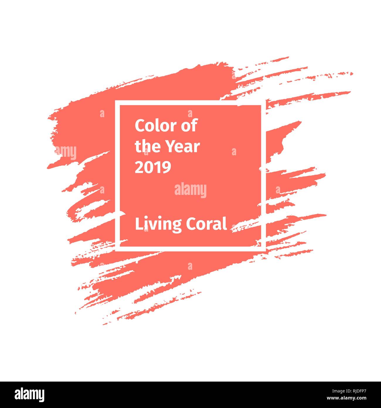 Coral spazzolata con telaio template vettoriale. Bordo rosa per il testo isolato clipart. Social media post con copyspace layout. Grunge spazzola di vernice sullo sfondo. Biglietto di auguri, poster, web design di colore Illustrazione Vettoriale