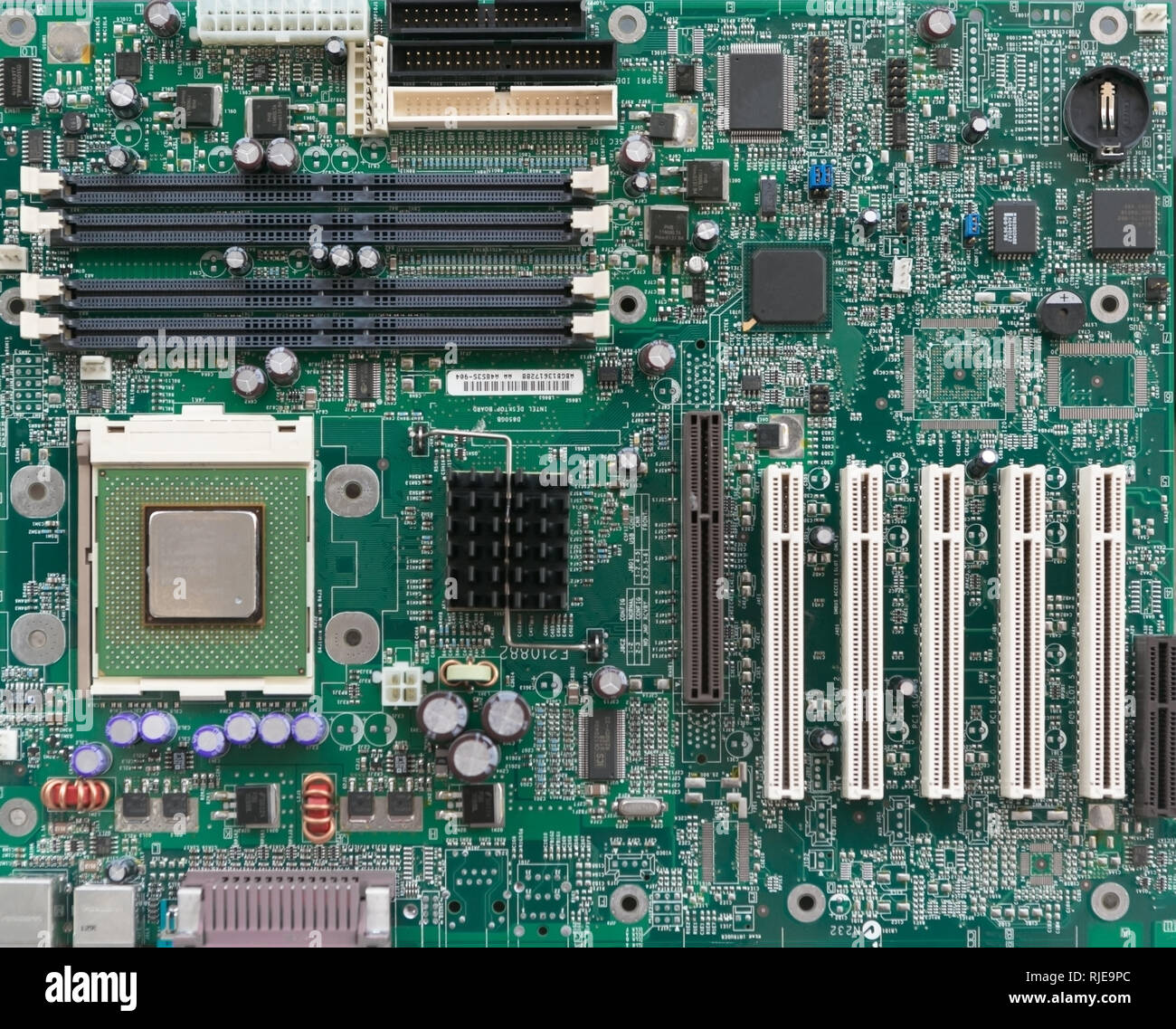 Full Frame vista anteriore del computer del circuito della scheda madre Foto Stock
