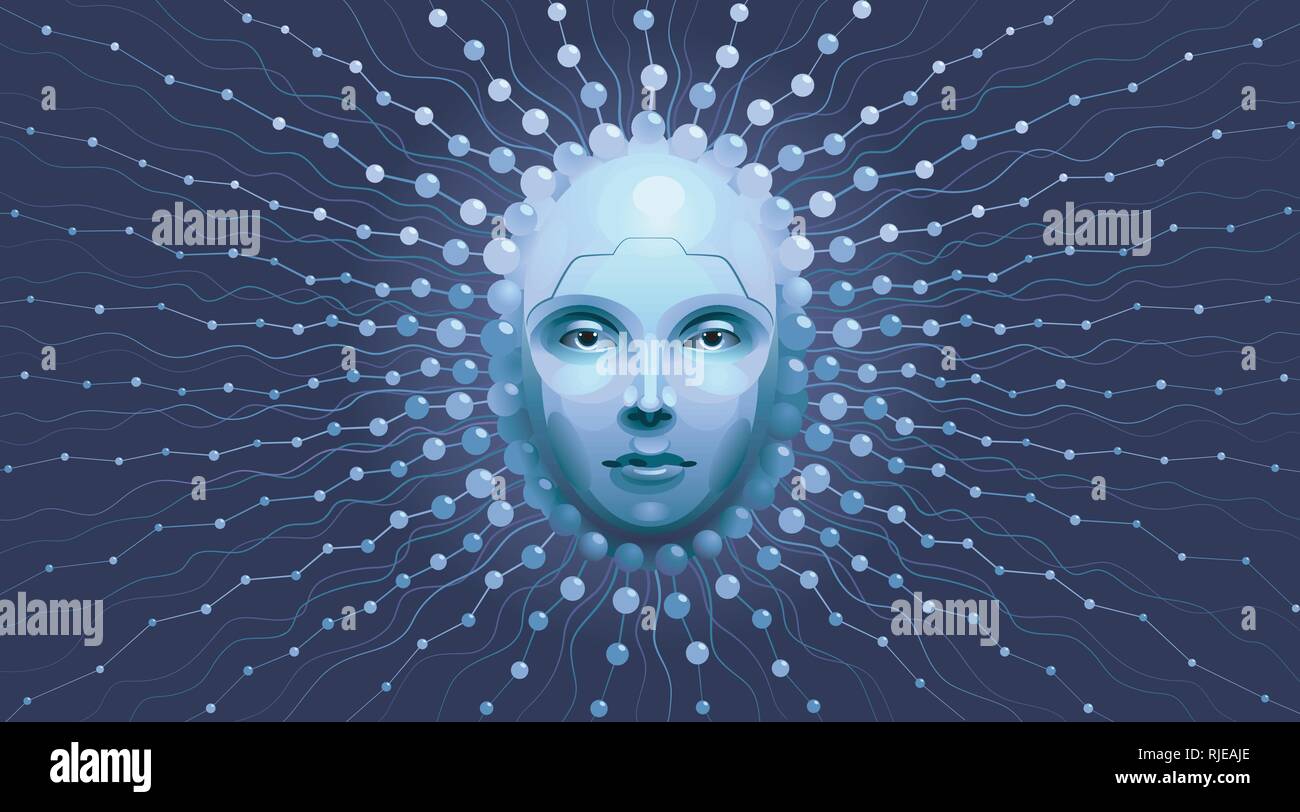 La rappresentazione artistica di intelligenza artificiale Illustrazione Vettoriale