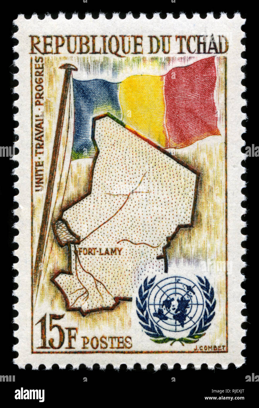 Con timbro postale timbro dal Ciad all'ONU (Nazioni Unite) Serie di appartenenza rilasciato in 1961 Foto Stock