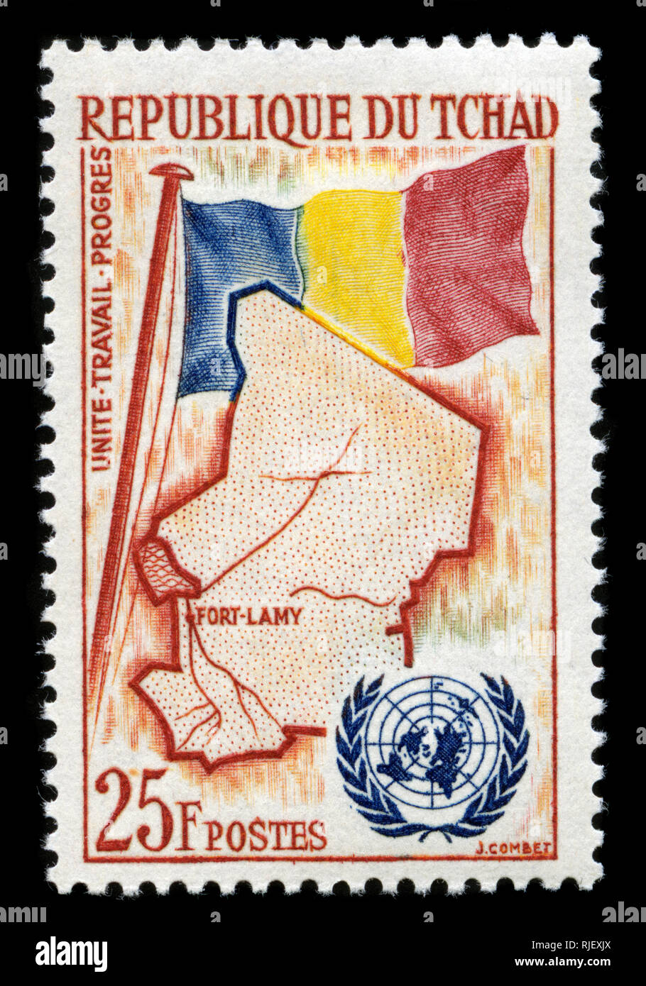 Con timbro postale timbro dal Ciad all'ONU (Nazioni Unite) Serie di appartenenza rilasciato in 1961 Foto Stock