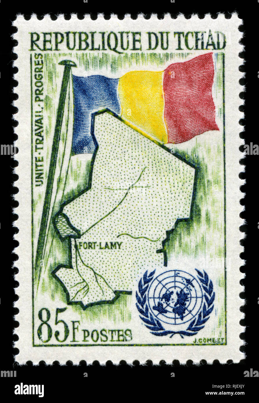 Con timbro postale timbro dal Ciad all'ONU (Nazioni Unite) Serie di appartenenza rilasciato in 1961 Foto Stock